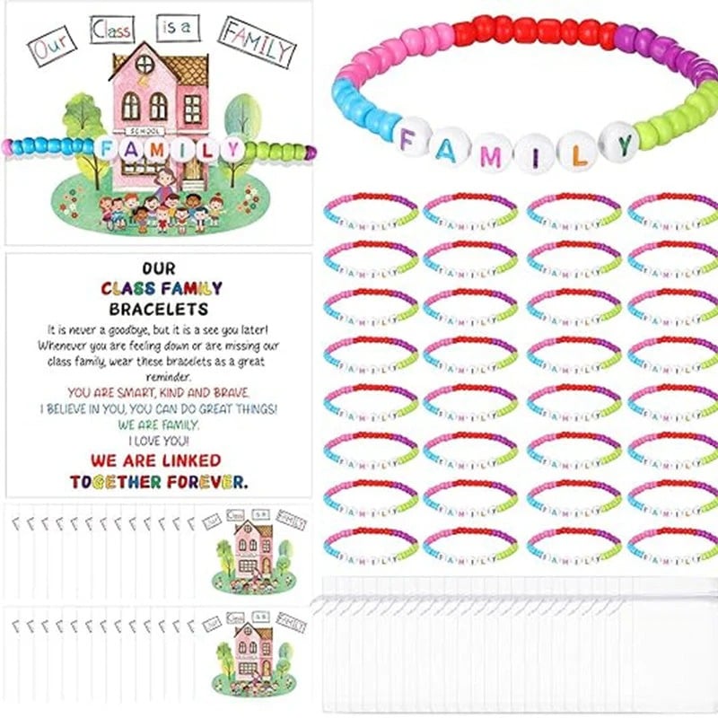 🌈📿 25-Pack Welcome Bead Bracelets for Classroom Back-to-School Gifts 🍎✨