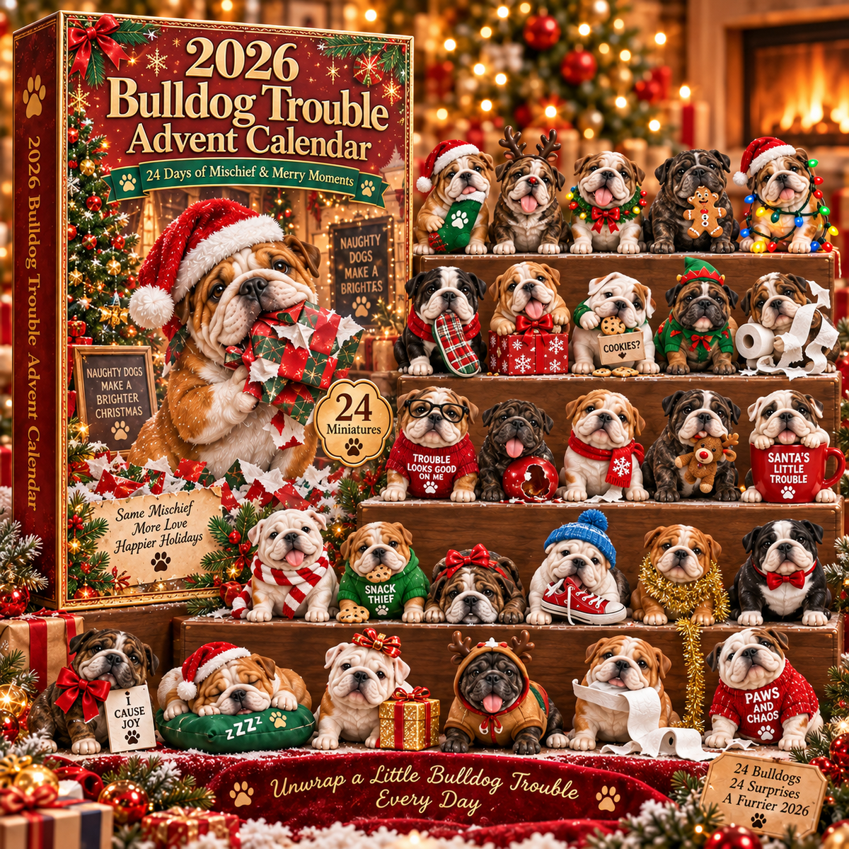 Bulldogge-Unfug Adventskalender 🐶🎄 – 24 Tage voller Bulldogge-Streiche