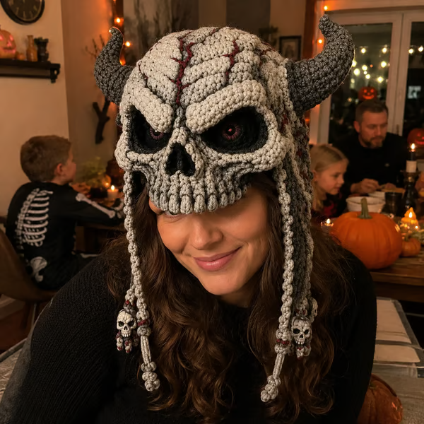 🎃 DIY Halloween Monster Hood Crochet Kit – Soft Yarn Craft Set with Step-by-Step Guide