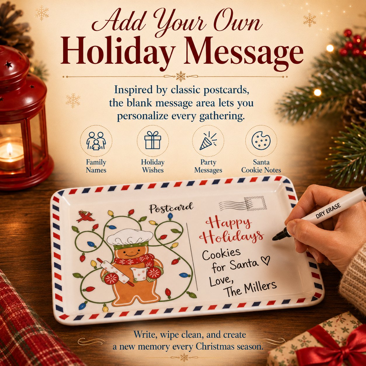 ๐๐ช Vintage Christmas Postcard Ceramic Platter