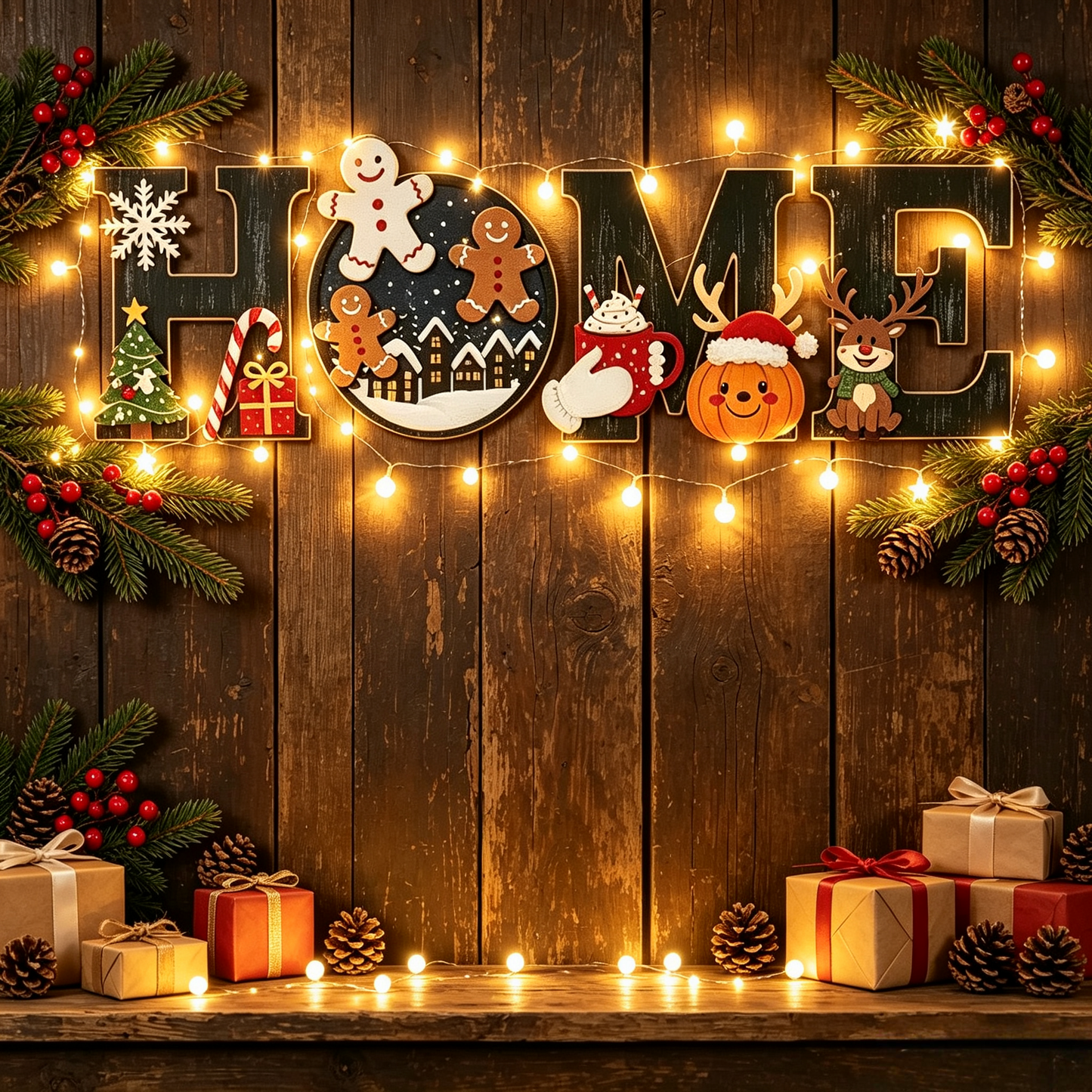 🔥Beliebtestes Produkt 2026🎄Traditionelles hölzernes Weihnachts‑Haus‑Schild