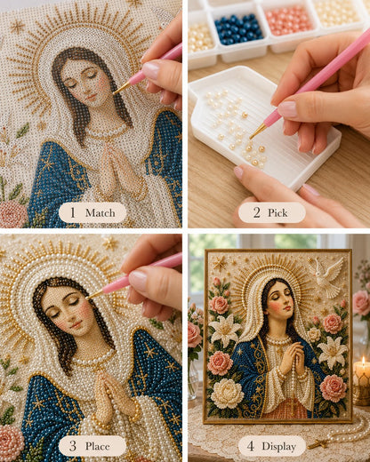 🙏✨ New Arrival 49% OFF – Virgin Mary Pearl Bead DIY Art Kit | A Beautiful Faith-Inspired Gift