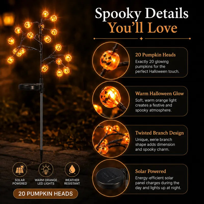 🎃 Solar Pumpkin Stake Lights for Halloween & Fall Yard Decor ✨