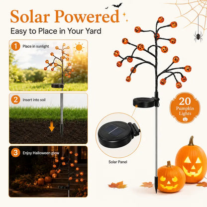 🎃 Solar Pumpkin Stake Lights for Halloween & Fall Yard Decor ✨