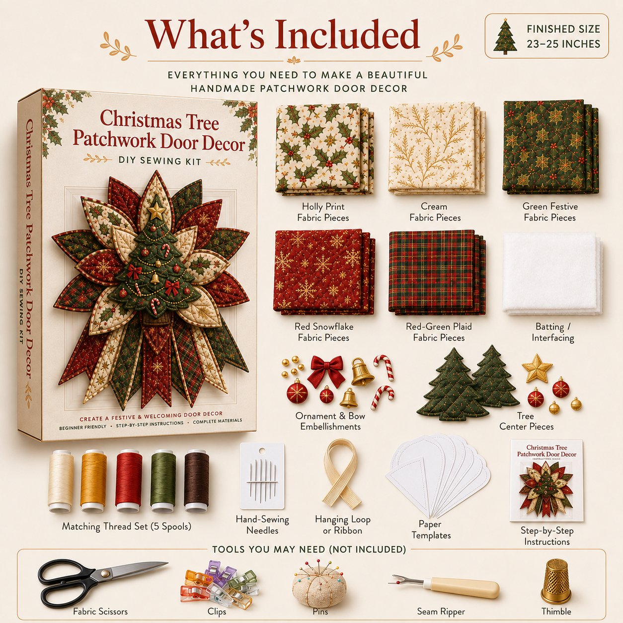🎉 Holiday Celebration 50% OFF 🎄Christmas Keepsake Quilted Door Hanging DIY Sewing Kit