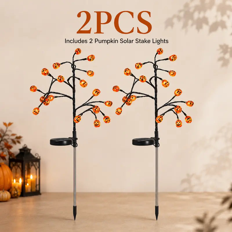 🎃 Solar Pumpkin Stake Lights for Halloween & Fall Yard Decor ✨