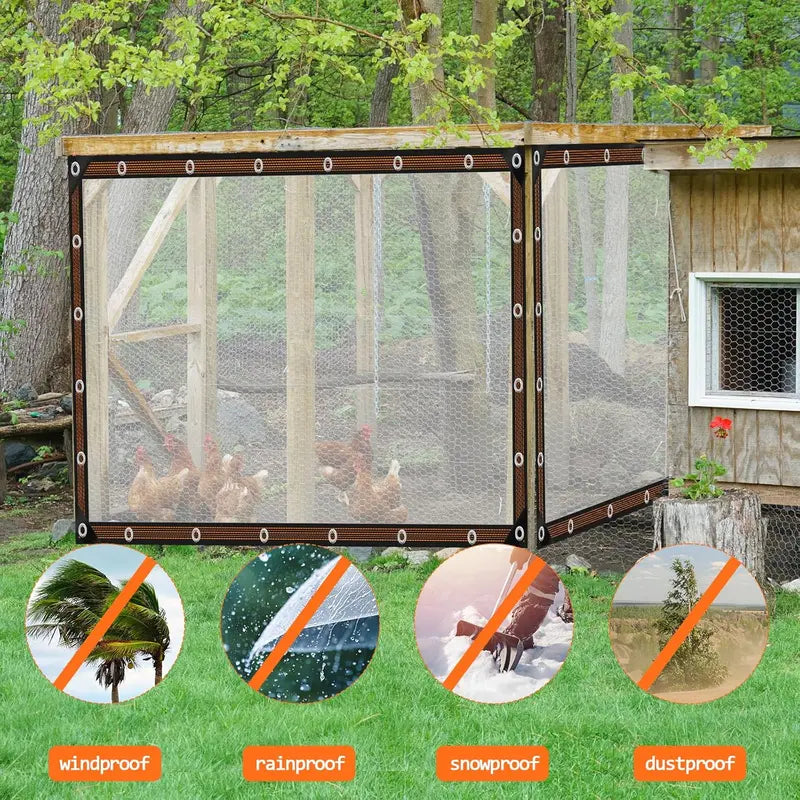 💧 Clear Waterproof PE Tarp – Transparent Heavy-Duty Outdoor Cover with Metal Grommets