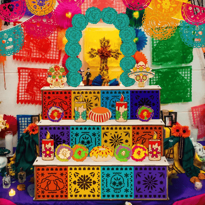 🎃🏵️Day of the Dead 3-Tier Wooden Altar Display Set