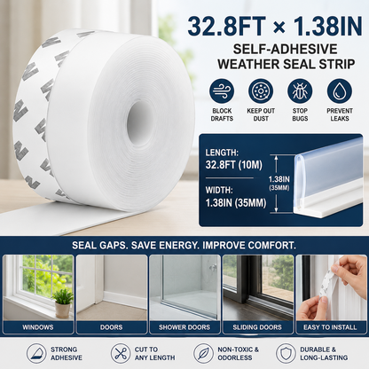 49 % Rabatt Blitzangebot! 10 m × 3,5 cm selbstklebende Wetterdichtleiste gegen Zugluft, Staub und Spalten