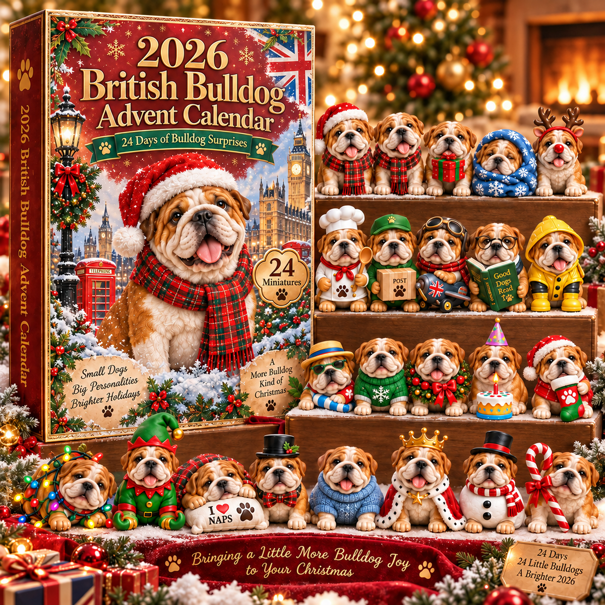 Bulldogge-Unfug Adventskalender 🐶🎄 – 24 Tage voller Bulldogge-Streiche