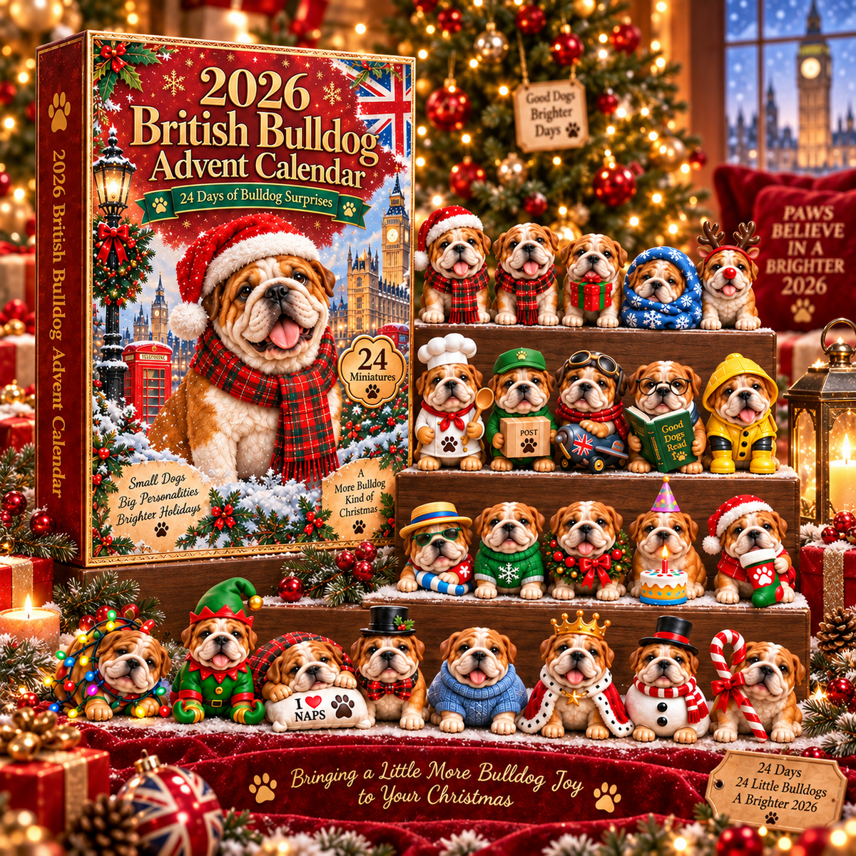 Bulldogge-Unfug Adventskalender 🐶🎄 – 24 Tage voller Bulldogge-Streiche