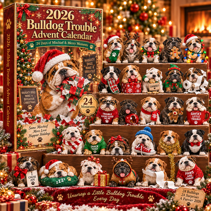 Bulldogge-Unfug Adventskalender 🐶🎄 – 24 Tage voller Bulldogge-Streiche