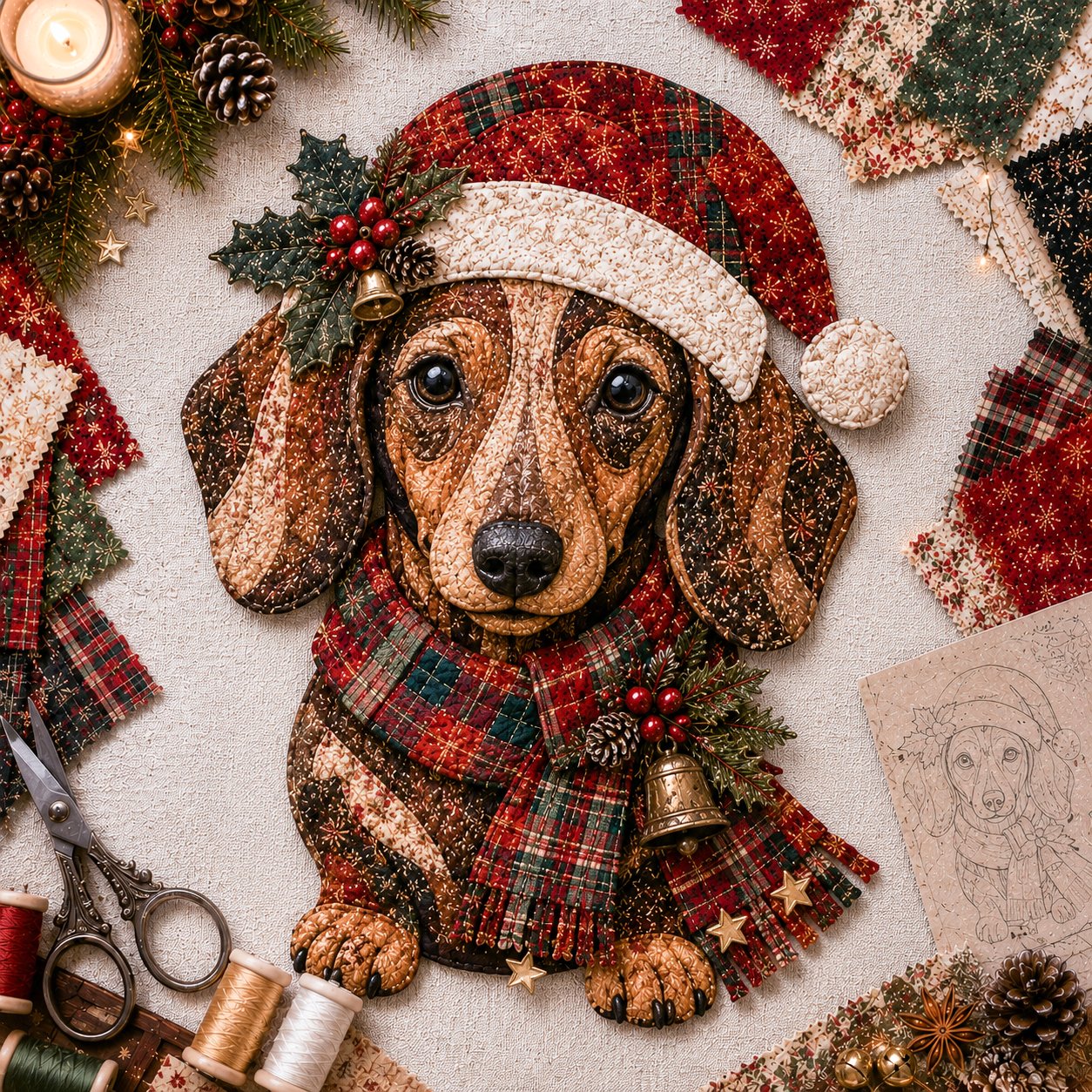 🔥🎅🎄 Christmas Patchwork Fabric DIY Decor Kit – Beautiful Handmade Décor, No Experience Needed