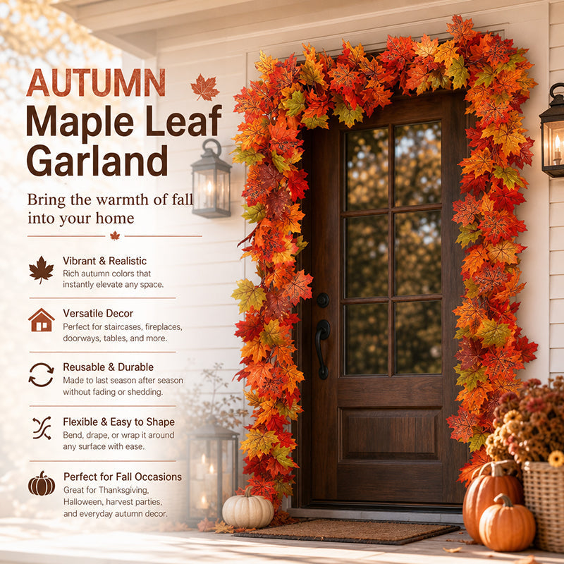 🍁 Autumn Maple Leaf Garland for Cozy Fall Decor