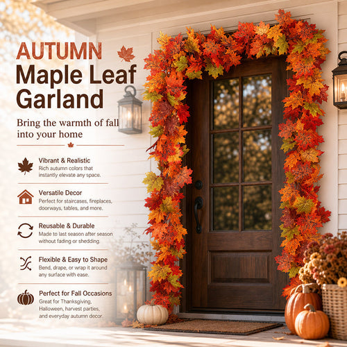 🍁 Autumn Maple Leaf Garland for Cozy Fall Decor