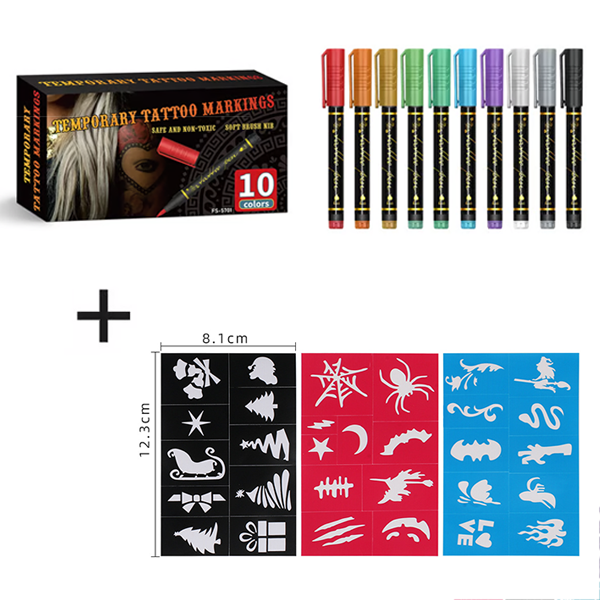 🎨 10-Color Body Paint Markers – Skin-Safe Face & Body Art Pens for Halloween Makeup and Creative Designs