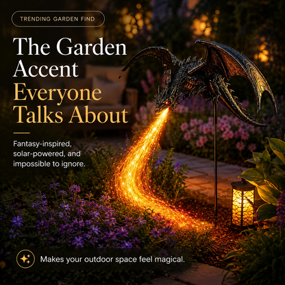 🐉 Dragon Flame Solar Garden Statue – Fire-Breathing Dragon Sculpture with LED Flame Light