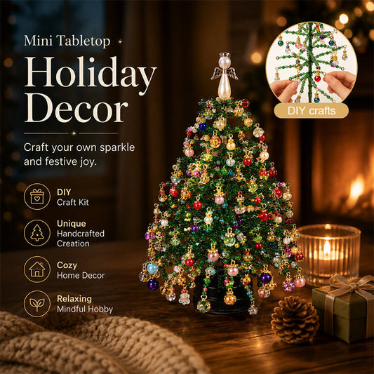 🎄✨Handgefertigter perlenbesetzter Mini‑Weihnachtsbaum ‑ Hochwertiges sammelbares Weihnachts‑Dekoset