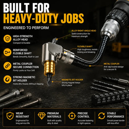 🔧 90° Right Angle Drill Attachment – Flexible Angle Driver for Tight Spaces