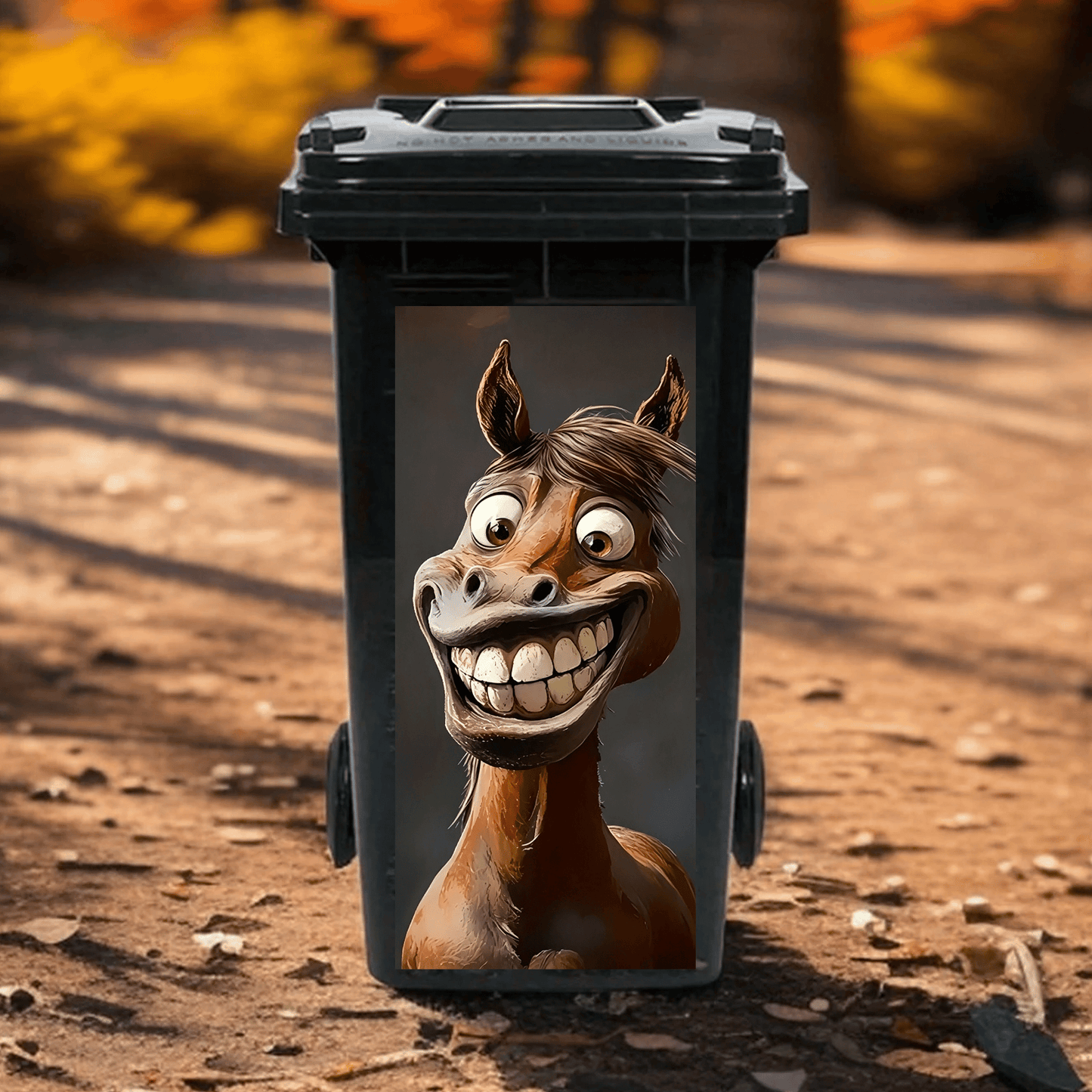 Kreativer Mülleimer‑Aufkleber mit bunten Cartoon‑Motiven✨