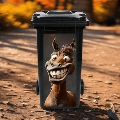 Kreativer Mülleimer‑Aufkleber mit bunten Cartoon‑Motiven✨