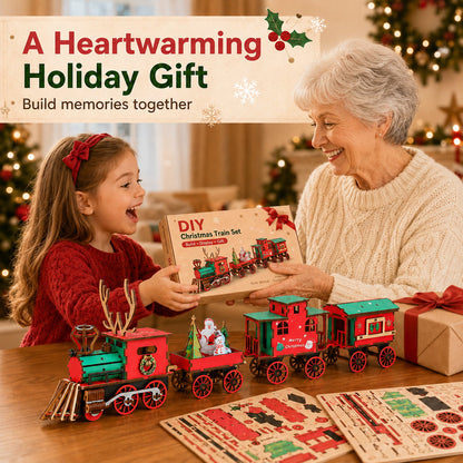 🔥LAST DAY 50% OFF 🎄🚂DIY 3D Wooden Christmas Train Model Kit