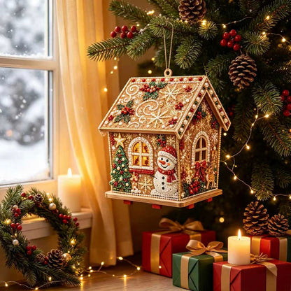 🏡 DIY Christmas Village Wooden House Diamond Art Kit – 3D Rhinestone Holiday Decor