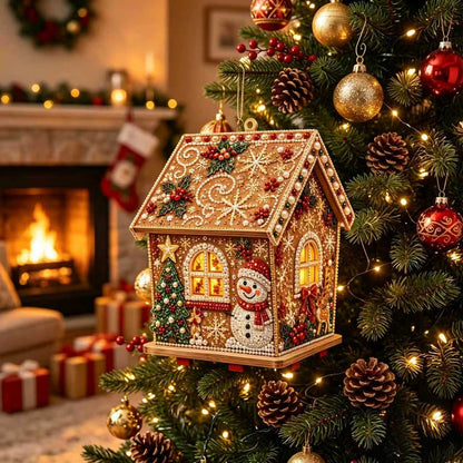 🏡 DIY Christmas Village Wooden House Diamond Art Kit – 3D Rhinestone Holiday Decor