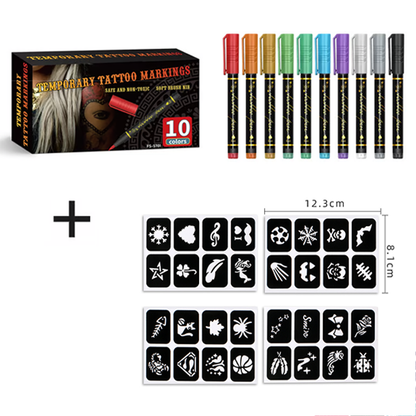 🎨 10-Color Body Paint Markers – Skin-Safe Face & Body Art Pens for Halloween Makeup and Creative Designs