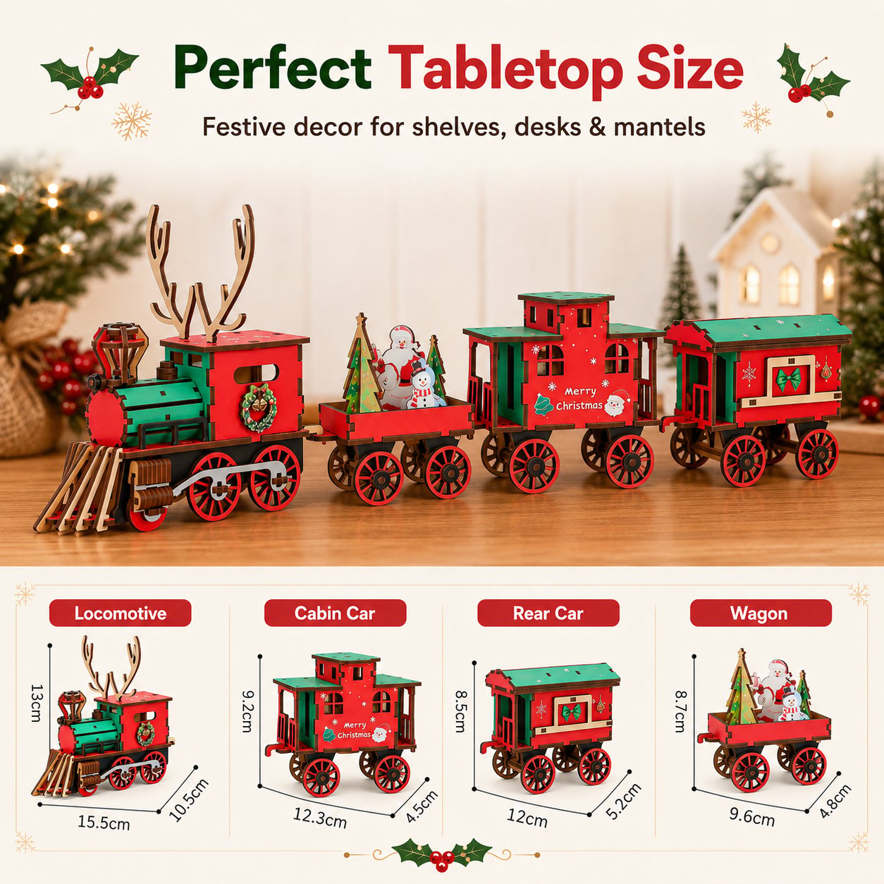 🔥LAST DAY 50% OFF 🎄🚂DIY 3D Wooden Christmas Train Model Kit