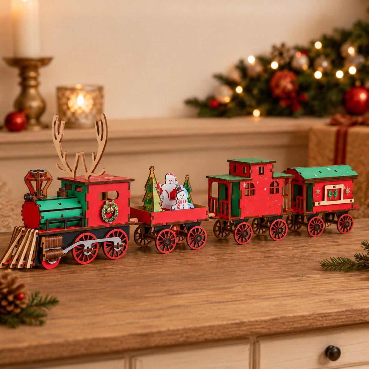 🔥LAST DAY 50% OFF 🎄🚂DIY 3D Wooden Christmas Train Model Kit