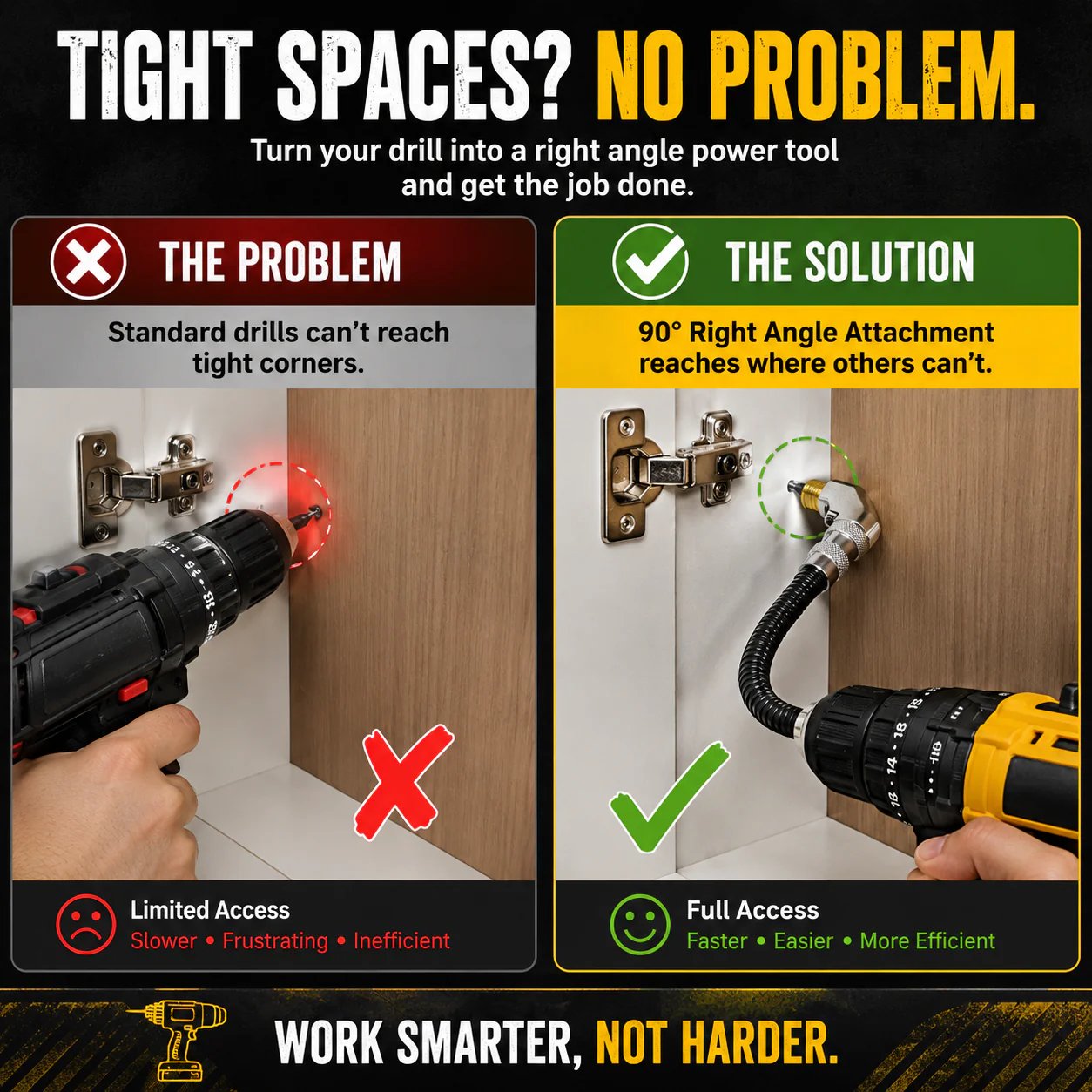 🔧 90° Right Angle Drill Attachment – Flexible Angle Driver for Tight Spaces