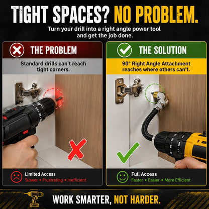 🔧 90° Right Angle Drill Attachment – Flexible Angle Driver for Tight Spaces