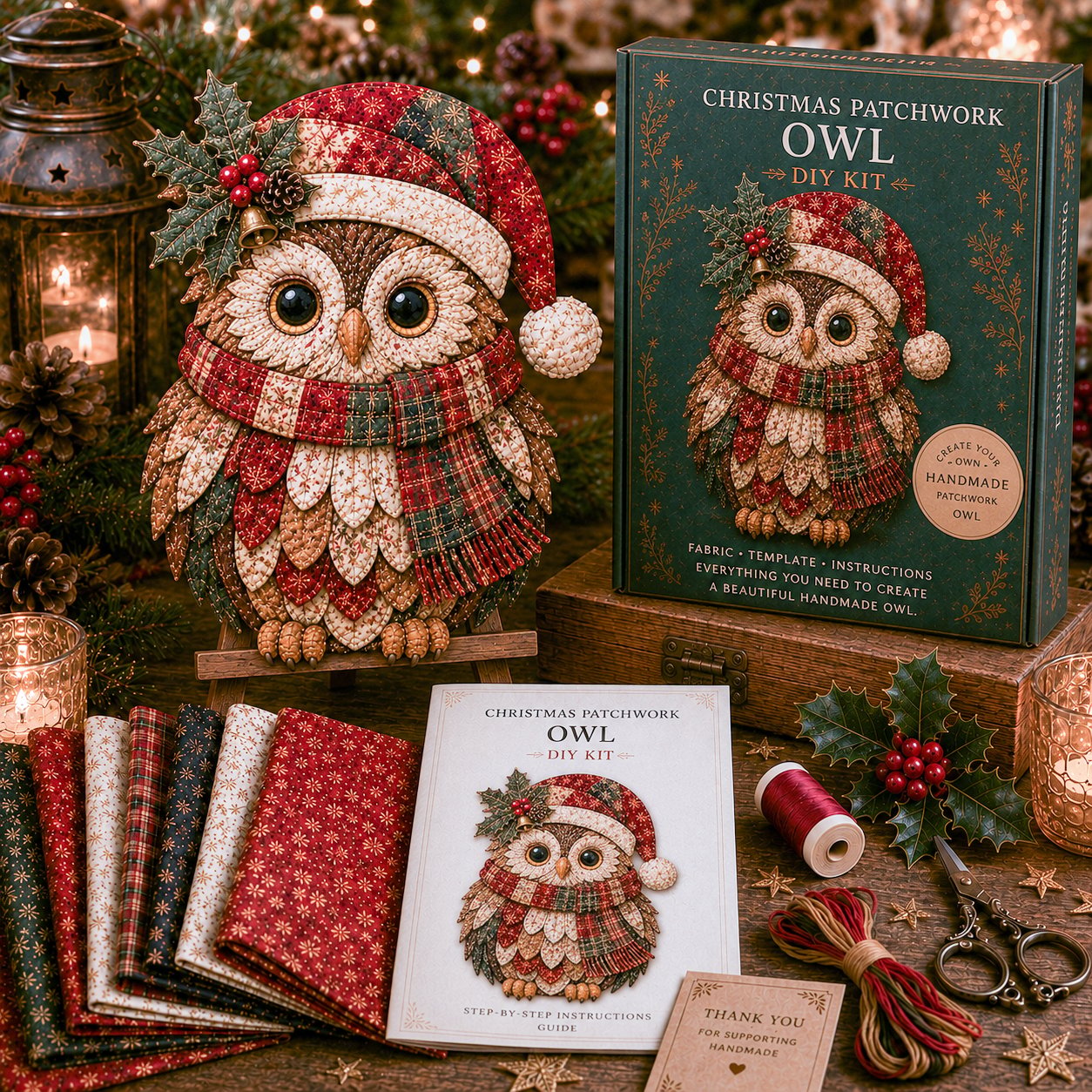 🔥🎅🎄 Christmas Patchwork Fabric DIY Decor Kit – Beautiful Handmade Décor, No Experience Needed