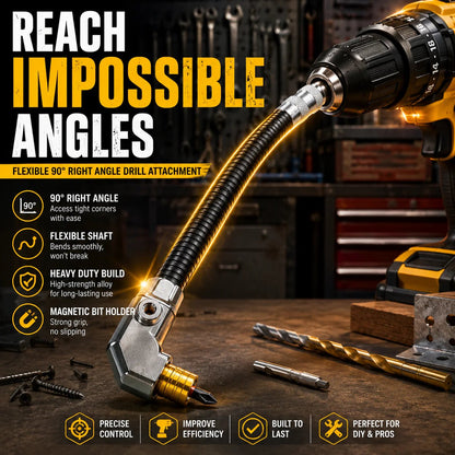 🔧 90° Right Angle Drill Attachment – Flexible Angle Driver for Tight Spaces