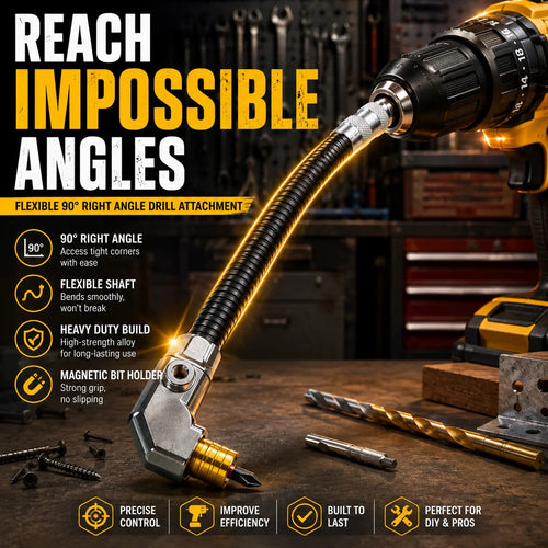 🔧 90° Right Angle Drill Attachment – Flexible Angle Driver for Tight Spaces