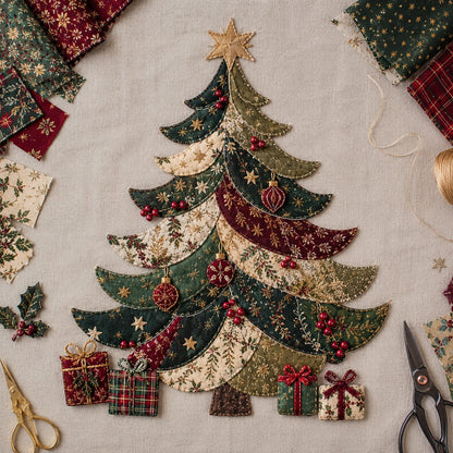🔥🎅🎄 Christmas Patchwork Fabric DIY Decor Kit – Beautiful Handmade Décor, No Experience Needed