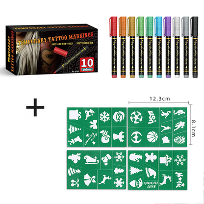 🎨 10-Color Body Paint Markers – Skin-Safe Face & Body Art Pens for Halloween Makeup and Creative Designs