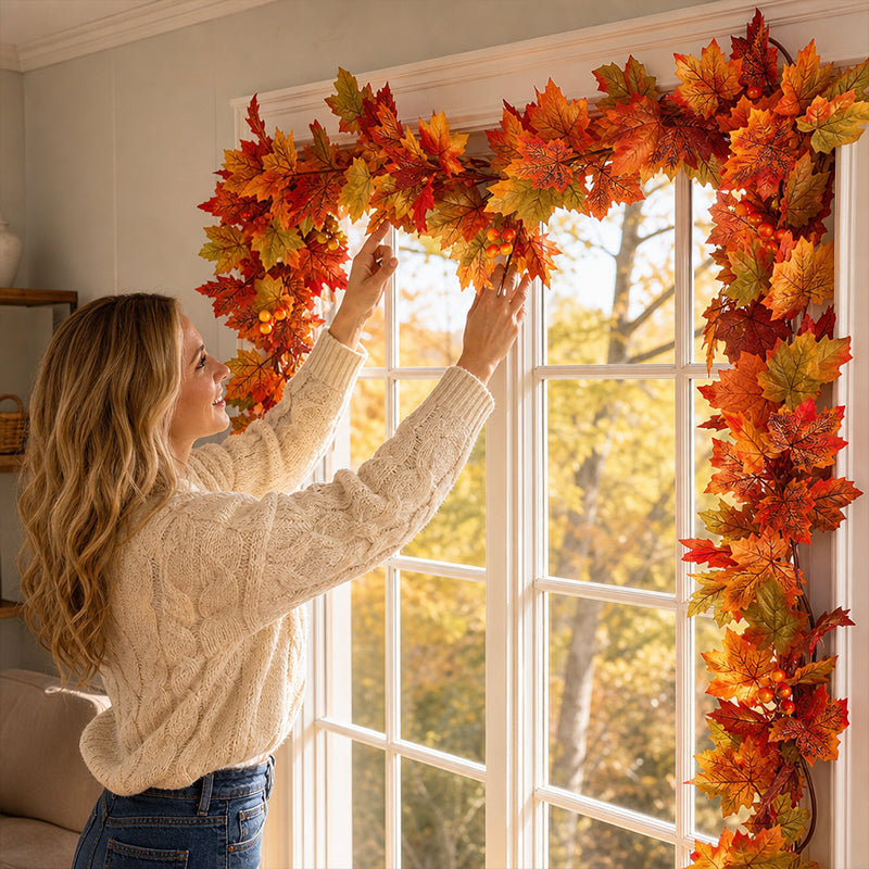 🍁 Autumn Maple Leaf Garland for Cozy Fall Decor
