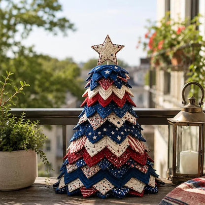 🇺🇸 Americana Patchwork Christmas Tree Quilt Kit – Complete DIY Quilting Craft Set