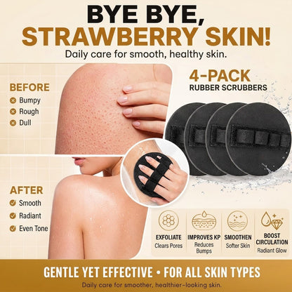 🧽 4-Pack Soft Rubber Shower Scrubbers – Gentle Exfoliating Body Brush