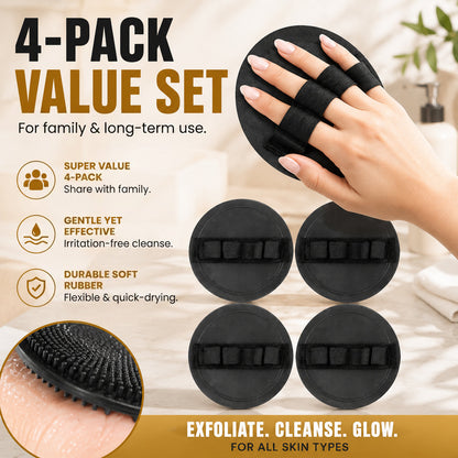 🧽 4-Pack Soft Rubber Shower Scrubbers – Gentle Exfoliating Body Brush