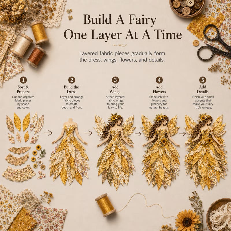🔥🧚‍♀️ Fairy Wing Patchwork DIY Kit – Create A Magical Handmade Fabric Wall Hanging