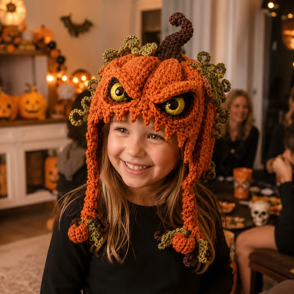 🎃 DIY Halloween Monster Hood Crochet Kit – Soft Yarn Craft Set with Step-by-Step Guide