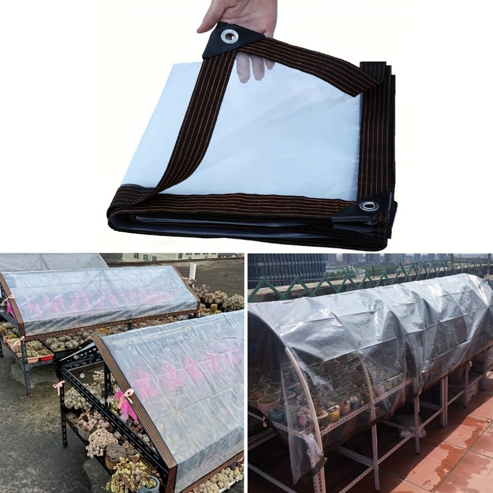 💧 Clear Waterproof PE Tarp – Transparent Heavy-Duty Outdoor Cover with Metal Grommets