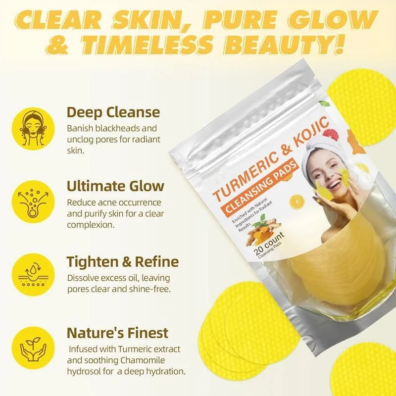 🔥Limited-Time 50% OFF🔥Turmeric & Kojic Cleansing Pads - 20pcs Deep Clean