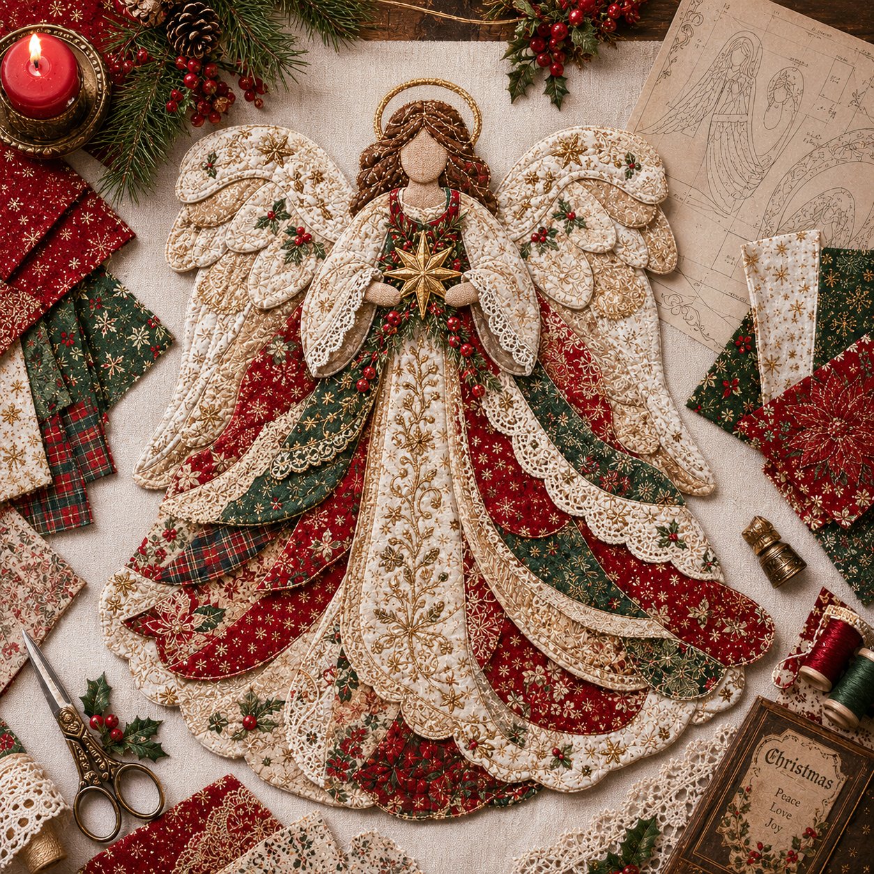 🔥🎅🎄 Christmas Patchwork Fabric DIY Decor Kit – Beautiful Handmade Décor, No Experience Needed