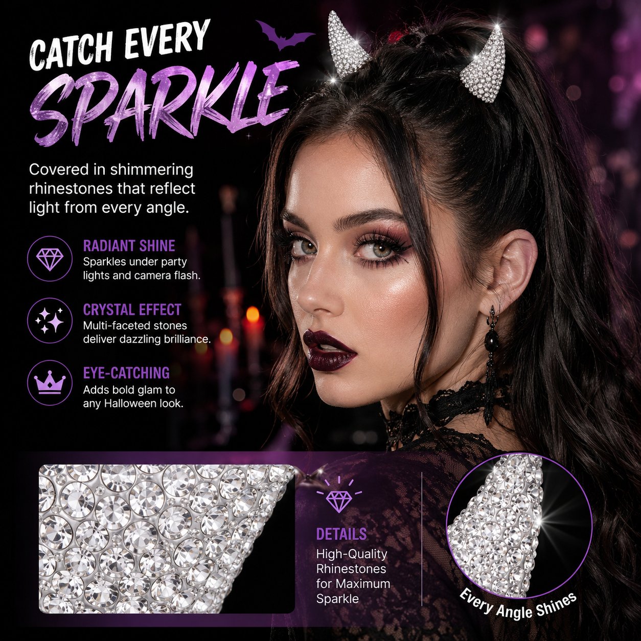 💥 LAST DAY 49% OFF 😈✨ Cute Sparkle Magnetic Devil Horns (1 Pair)