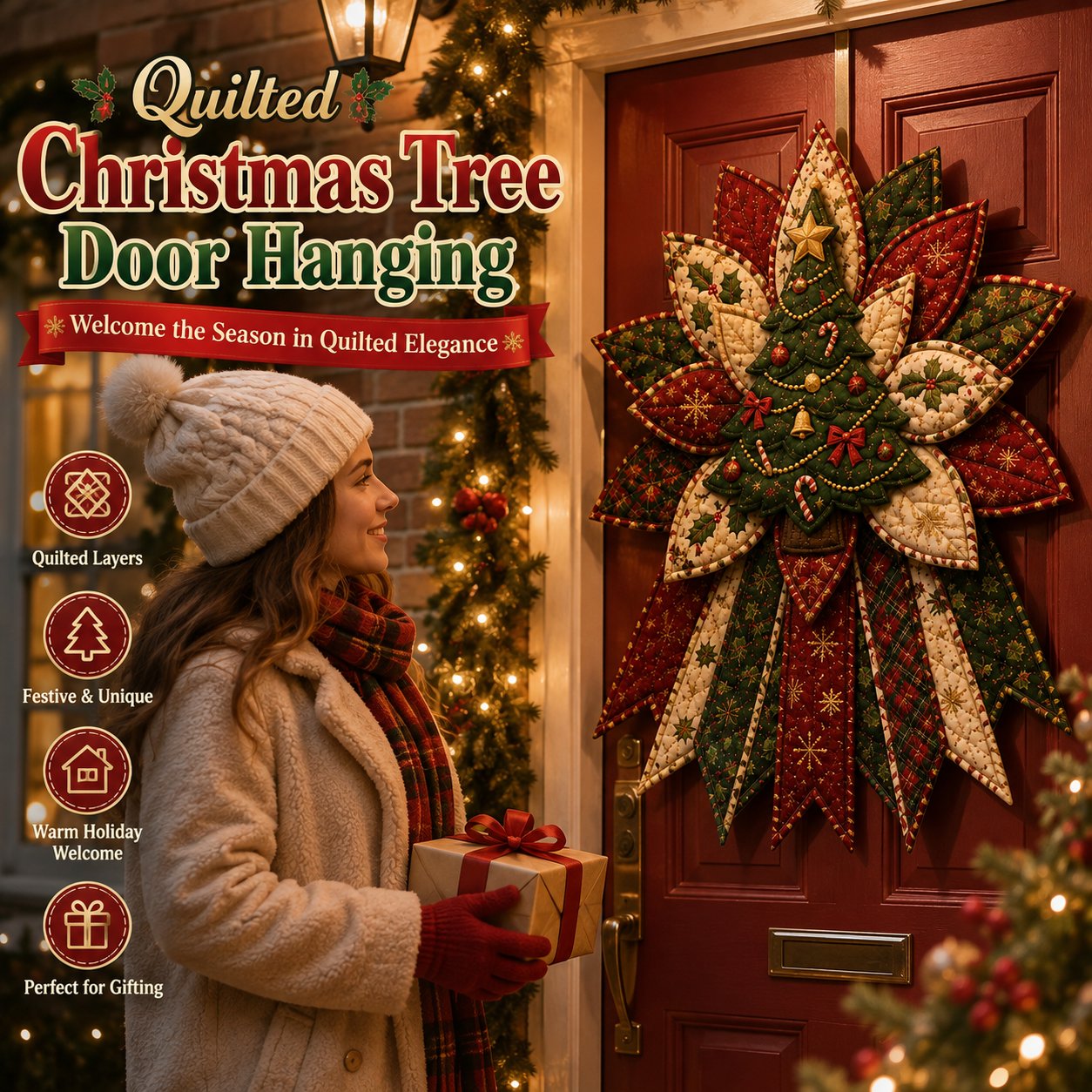 🎉 Holiday Celebration 50% OFF 🎄Christmas Keepsake Quilted Door Hanging DIY Sewing Kit