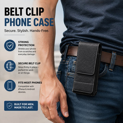 📱 Leather Waist Phone Holster – Multi-Pocket Belt Pouch with Card Holder & Easy Access Design